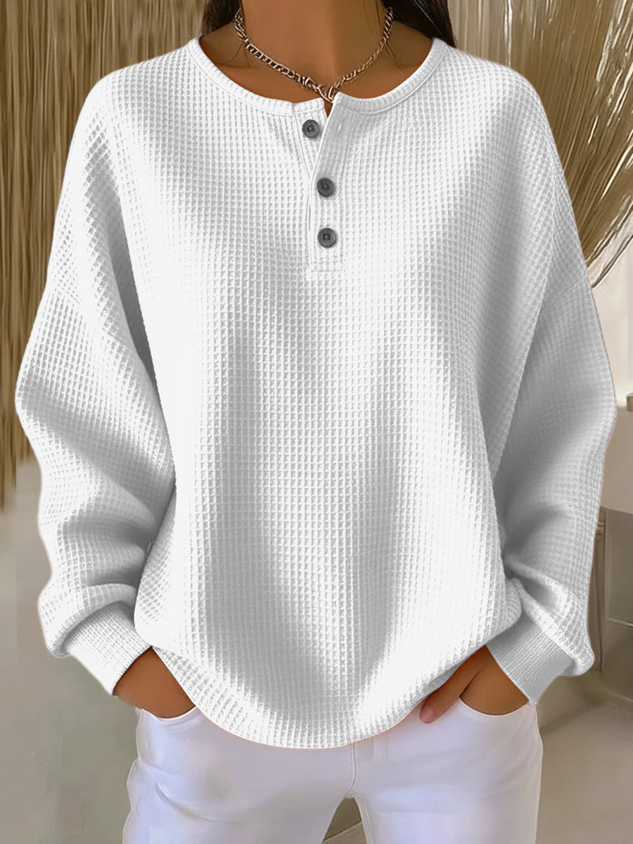 Milagros | Suéter Henley Gofrado