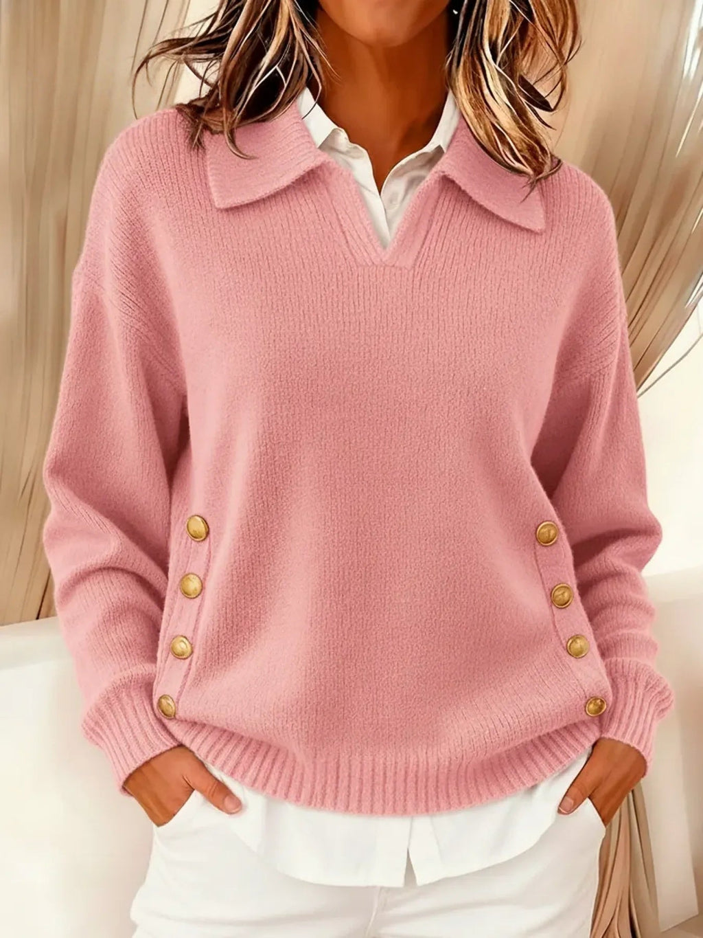 Vicenta | Suéter con Cuello Polo y Botones
