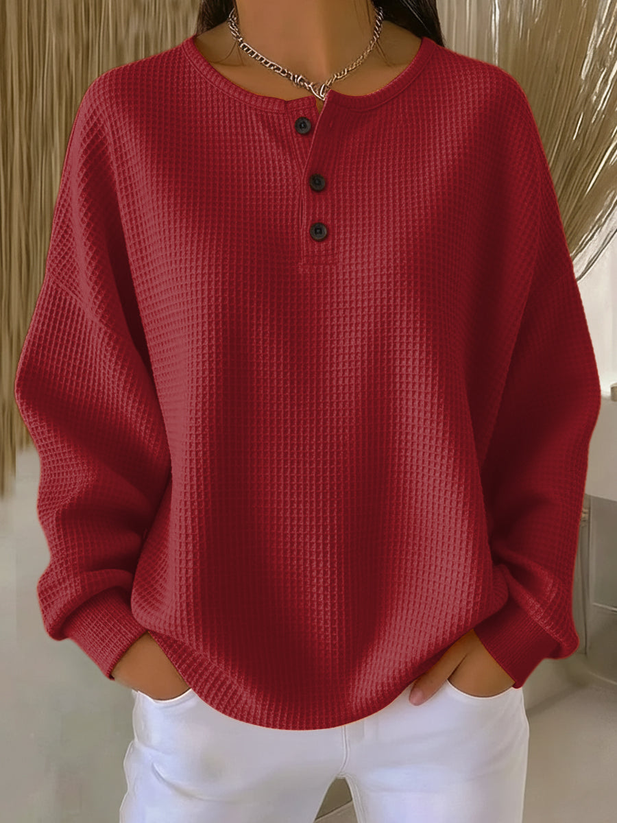 Milagros | Suéter Henley Gofrado