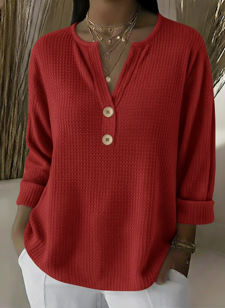 Lucía | Suéter Henley Gofrado con Botones