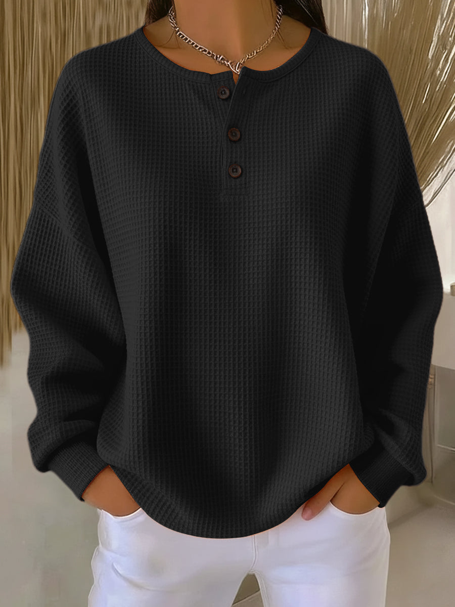 Milagros | Suéter Henley Gofrado
