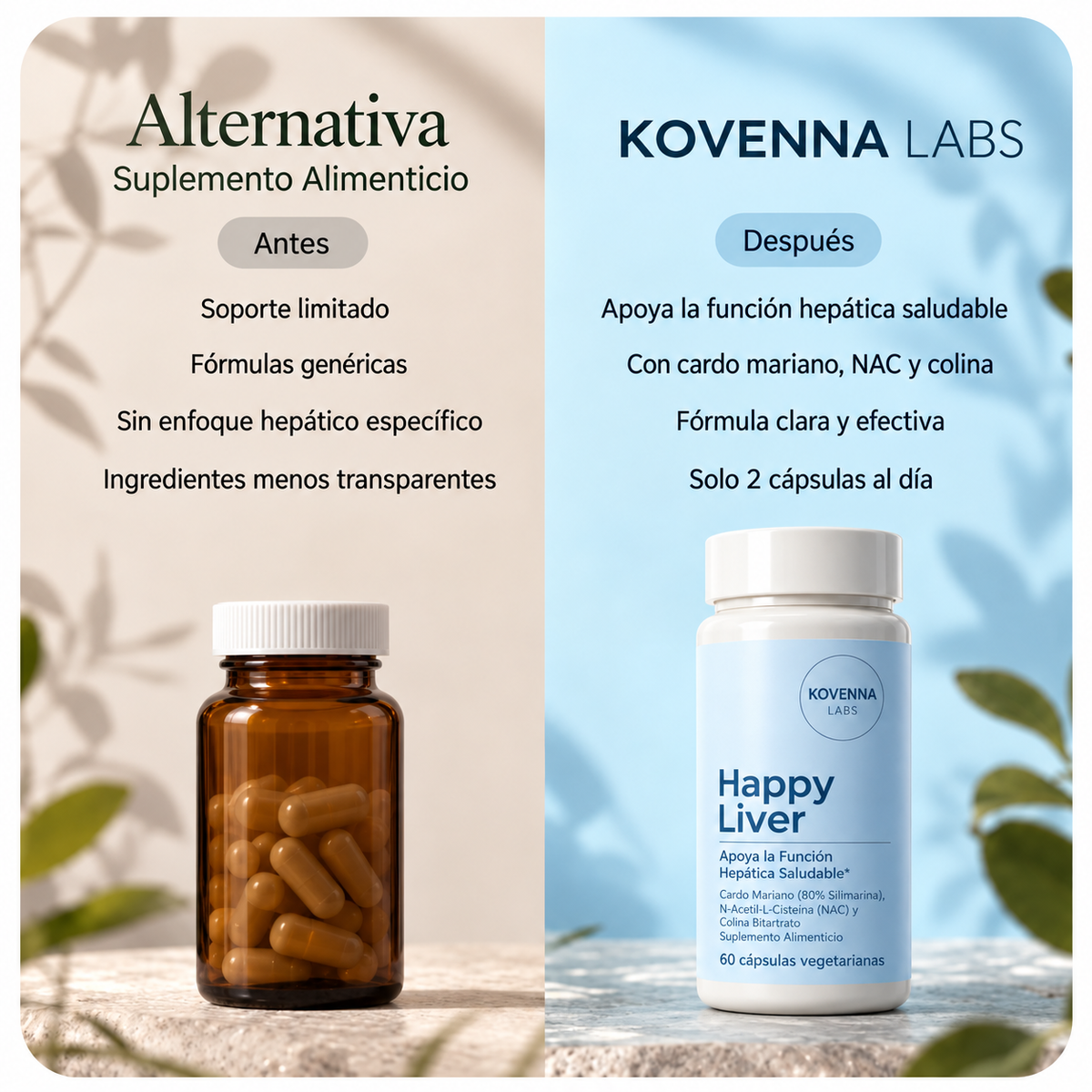 HAPPY LIVER - Apoyo Hepático - Capsulas con ingredientes Naturales