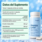 HAPPY LIVER - Apoyo Hepático - Capsulas con ingredientes Naturales
