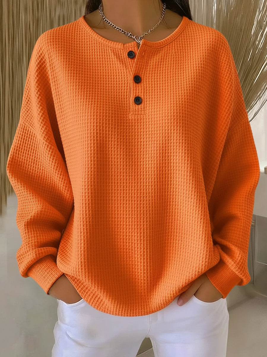 Milagros | Suéter Henley Gofrado