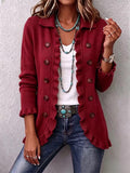 Annunziata | Chaqueta de Punto Rojo Rubí con Volantes