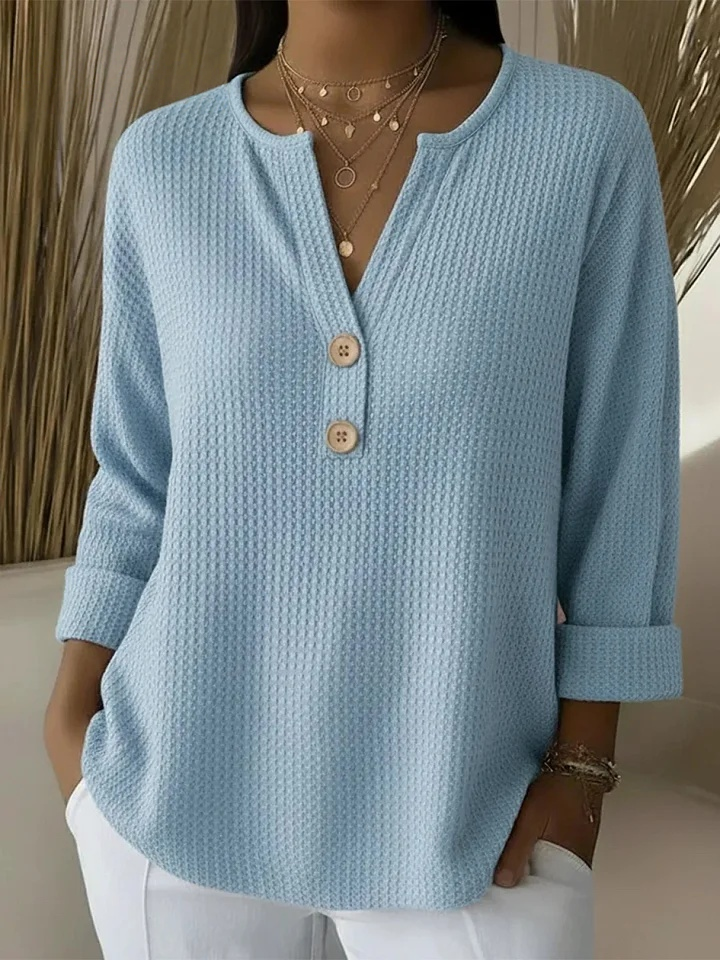 Lucía | Suéter Henley Gofrado con Botones