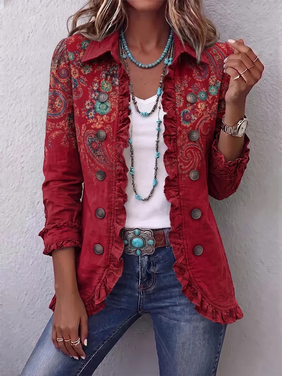 Serafina | Chaqueta Estampado Cachemir con Volantes