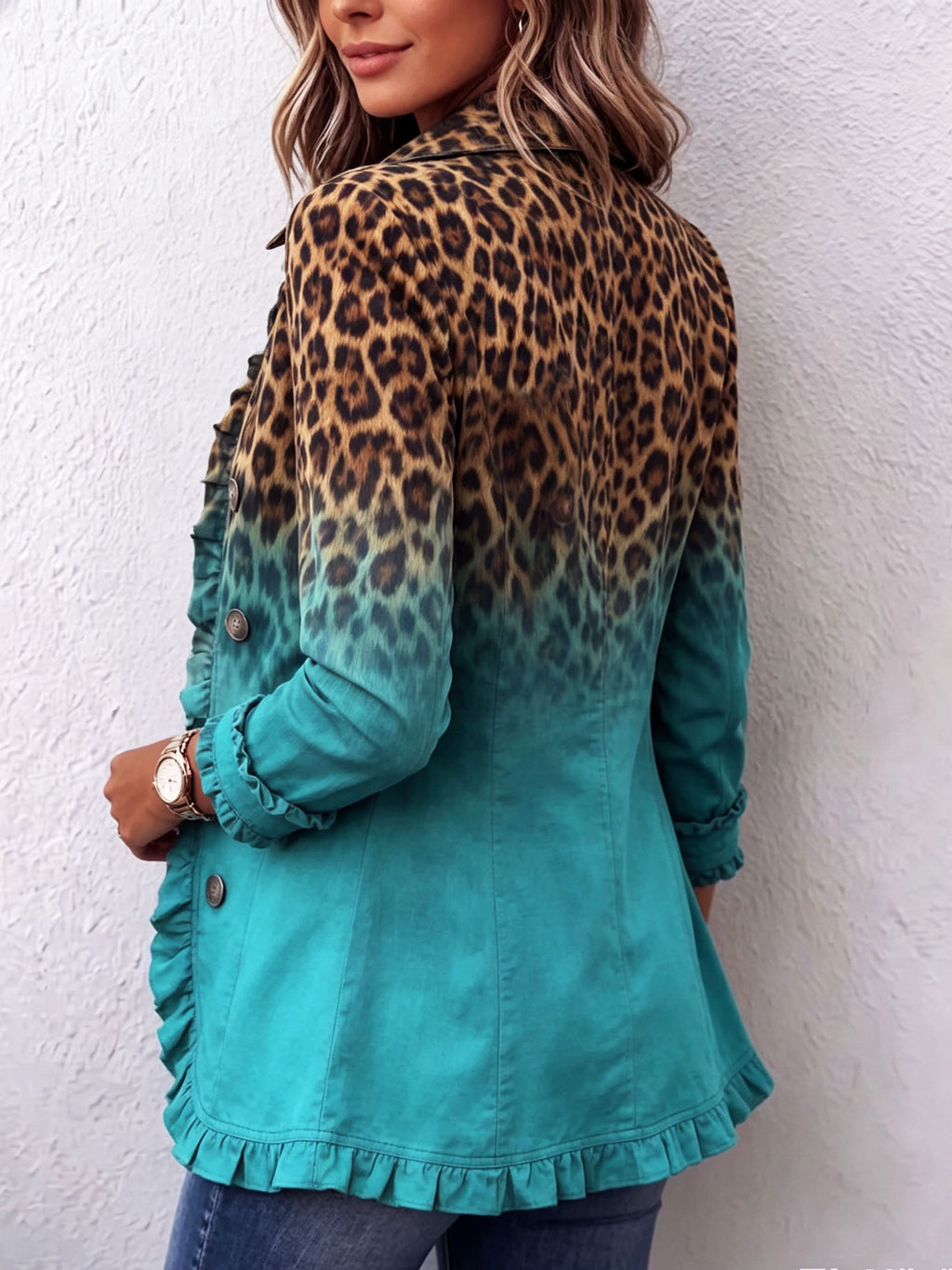 Giuseppina | Blazer Leopardo Difuminado con Volantes