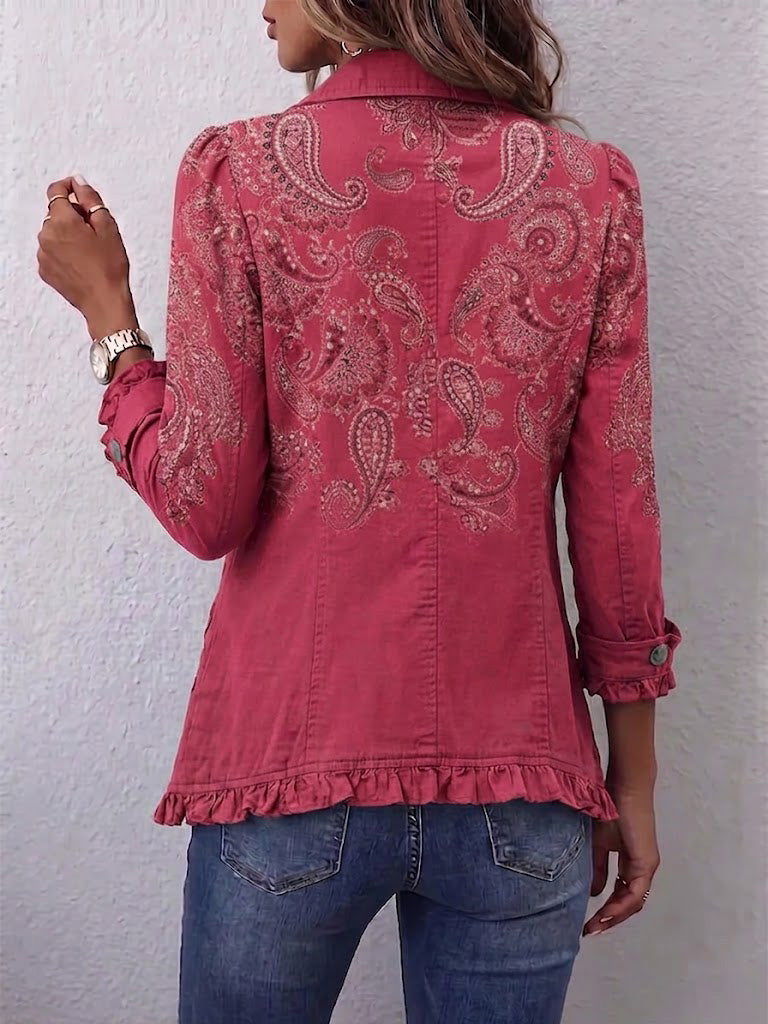 Agnese | Chaqueta Estampado Cachemir Rosa con Volantes