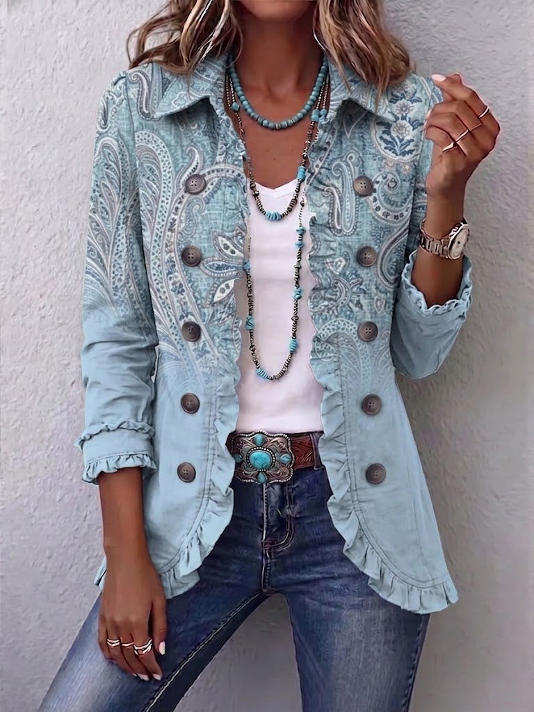 Teresina | Chaqueta Estampado Cachemir Vintage con Volantes